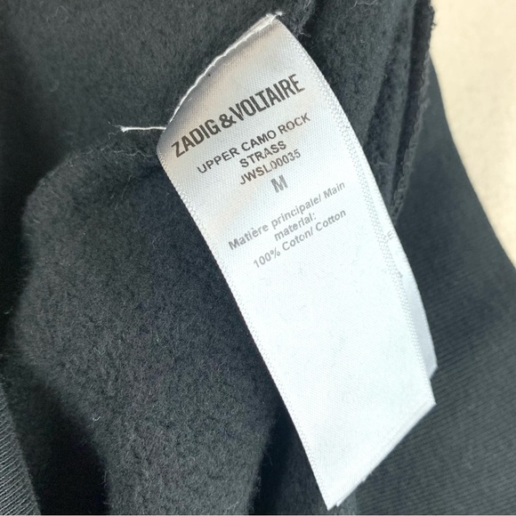 NEW! ZADIG & VOLTAIRE Upper Camo Stud ROCK Strass Sweatshirt Black Medium $198 - Picture 16 of 16